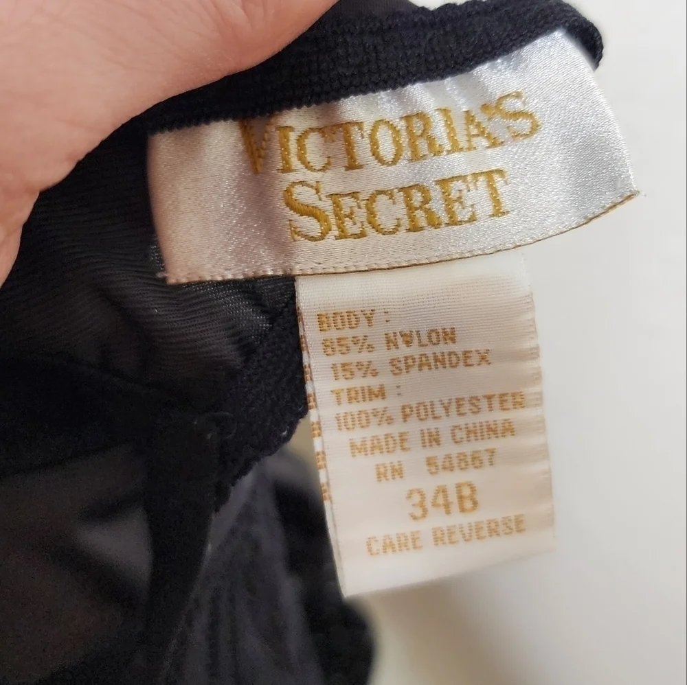 Vintage Victoria's Secret Gold Label Black Lace Bustier Bodysuit 34B